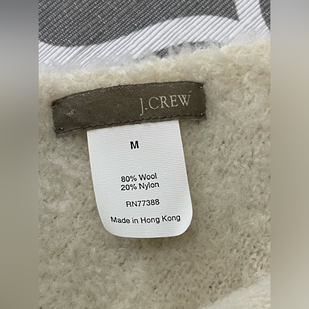 J. Crew Wool Blend One Shoulder Cream Fuzzy Soft Sweater Top. Size Medium. - Picture 2 of 6